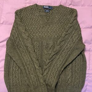 Polo by Ralph Lauren Men's XL Cable Knit Sweater in Olive